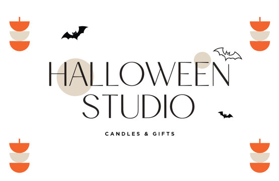Modern Minimalist Halloween Studio Typography Banner for Shop Brand and Candles Signage
