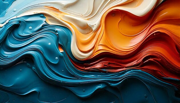 Abstract colorful swirling paint background with thick texture