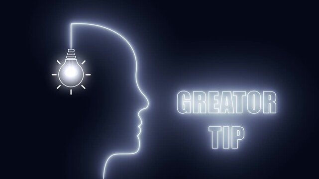 Creator tip neon head concept great for social media growth advice and content strategy for digital influencers