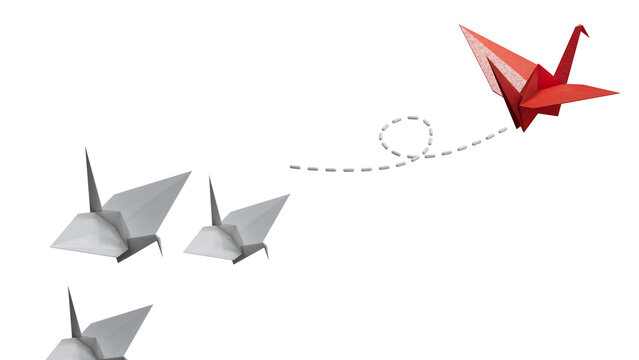 leader swan and paper swans.new ideas. paper art style. creative idea.Supports PNG files with transparent backgrounds.
