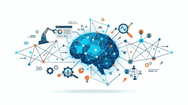 Abstract representation of interconnected data and artificial intelligence