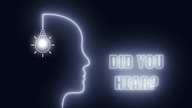 Neon human head outline for did you hear content and viral news stories in entertainment and gossip channels