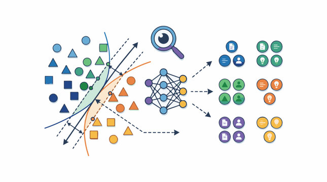 Abstract representation of machine learning classification and output
