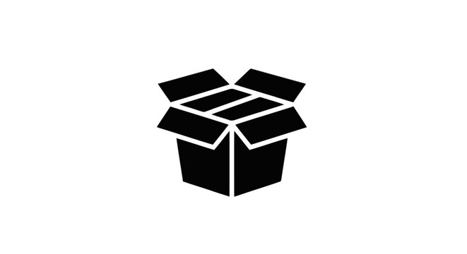 Black and white Dropbox storage service software icon graphic symbol representing digital file synchronization and cloud storage technology