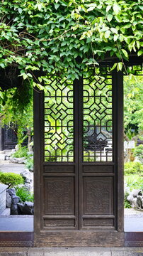 old wooden door in a garden