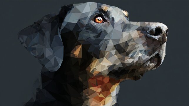 Geometric portrait of a great dane dog head, polygonal art style, modern digital illustration, abstract animal design