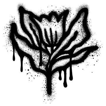 Bell flower in graffiti style with black spray paint. vector illustration.