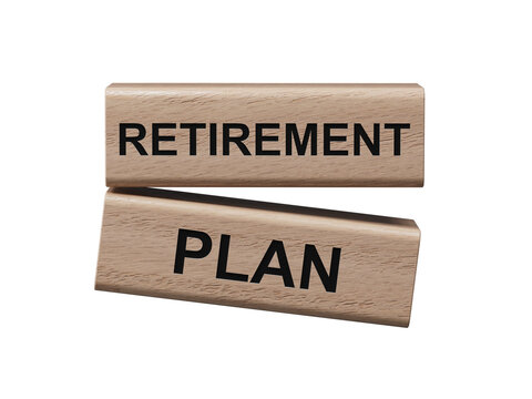 Text RETIREMENT PLAN writing in wooden blocks. Business concept. wooden blocks. Copy space.Supports PNG files with transparent backgrounds.