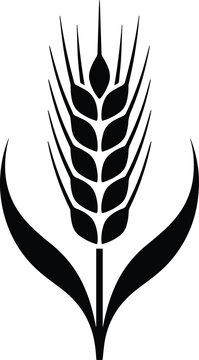 Wheat Ear Icon Set Vector, Black Wheat Spike Symbol, Grain Cereal Agriculture Logo, Minimal Wheat Silhouette Collection .