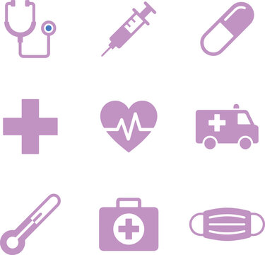 Medical Healthcare Icon Set Flat Vector Illustration Isolated White Background