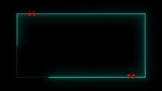 minimal glowing quotation frame with continuous animated border line motion graphics overlay.