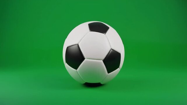 Classic Black and White Soccer Ball on Green Background
