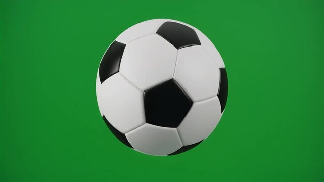 Classic Black and White Soccer Ball on Green Background