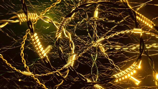 Amber Organic Neural Network Metallic Web Seamless Loop 4K VJ Background
