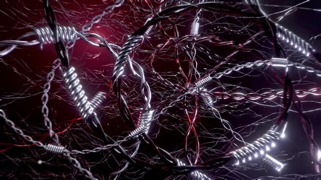 Red Organic Neural Network Metallic Web Seamless Loop 4K VJ Background