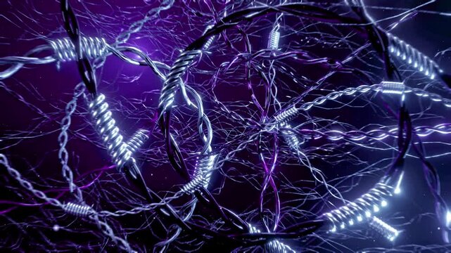Purple Blue Organic Neural Network Metallic Web Seamless Loop 4K VJ Background