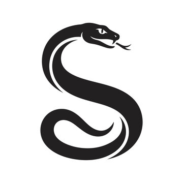 Black snake head and neck minimalist vector icon.