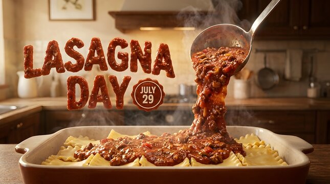 Lasagna dish, Italian food, pasta meal, cooking scene