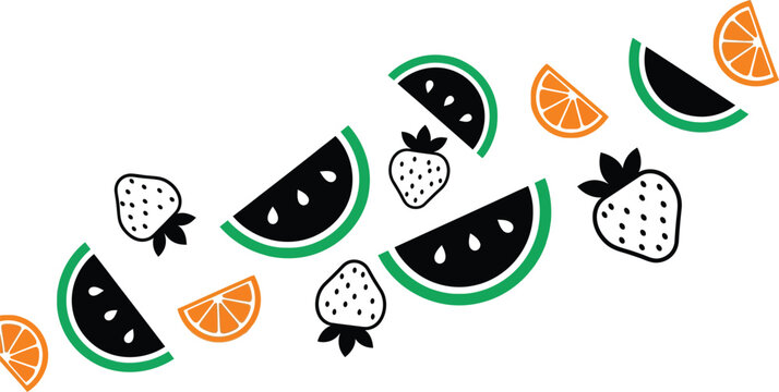 Colorful summer fruit pattern with watermelon strawberry orange