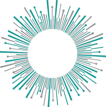 Abstract green and grey circular radial bar chart graphic