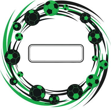 Soccer ball frame with green and black swirl design