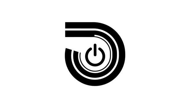 Stylized letter D with power button symbol logo icon.