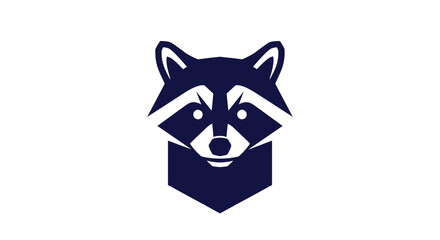 Stylized navy blue raccoon head mascot logo design. © Nur