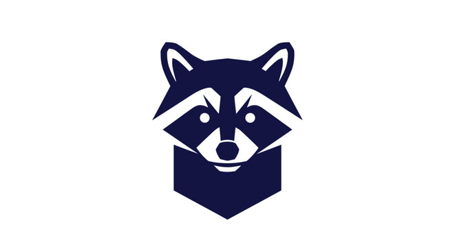 Stylized navy blue raccoon head mascot logo design.