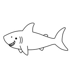 Fototapeta premium Shark outline vector illustration for ocean wildlife, marine education, and creative projects.
