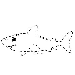 Obraz premium Dotted shark outline vector illustration for marine themes, ocean education, and designs.