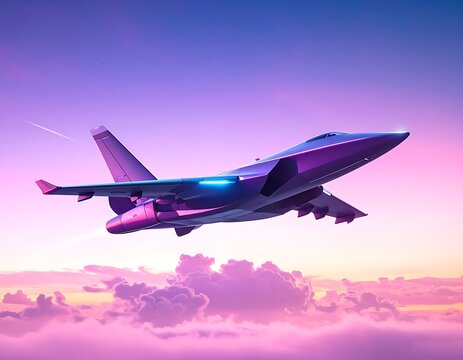 Fighter Jet Soaring Through Sunset Skies.