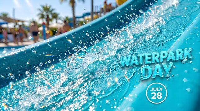 Waterpark fun, summer vacation, water slide, aquatic recreation