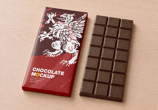 Chocolate Bar Packaging Mockup with Wrapper
