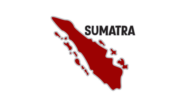 Sumatra Island Map Silhouette Vector Illustration Isolated on White Background