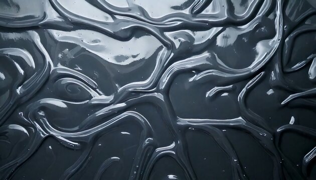 Glossy black viscous liquid texture with wavy organic ripples