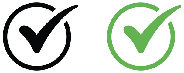 Check mark icons featuring tick mark, check box, correct sign, approval badge, acceptance symbol, editable vector, design © welcome  saiful  