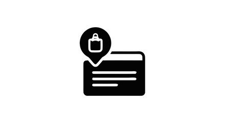 Obraz premium The bag icon marks a location on a map with lines indicating a place