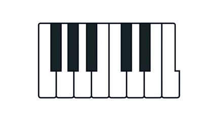 Minimalist piano keyboard illustration featuring black and white keys for modern 2026 music education and digital sound design © Danang