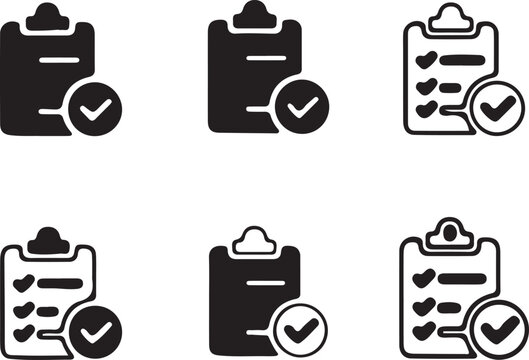 Approval process icons for business workflow and digital verification. Flat design vector checkmarks for success, validation, and task completion i...