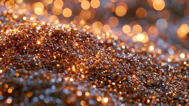Abstract Magical Golden Glittering Particles With Shimmering Lyrical Blurred Warm Autumn Lighting