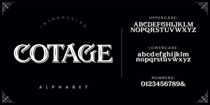 COTAGE decorative display font with vintage serif style for branding and luxury packaging designs