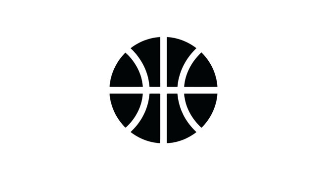 Minimalist black basketball sport icon.