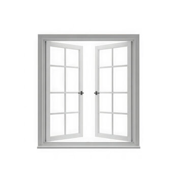 Open white double door window