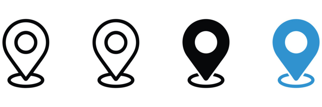 Location pin icon for map marker, GPS navigation, address, route, destination, travel, local service, vector, design