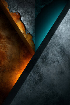 old and new divided abstract design, retro and futuristic split poster background with bold contrast, past versus future dual background with neon and vintage textures