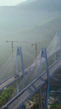 Vertical Aerial View of Mumbai�Pune Expressway Missing Link Cable-Stayed Bridge