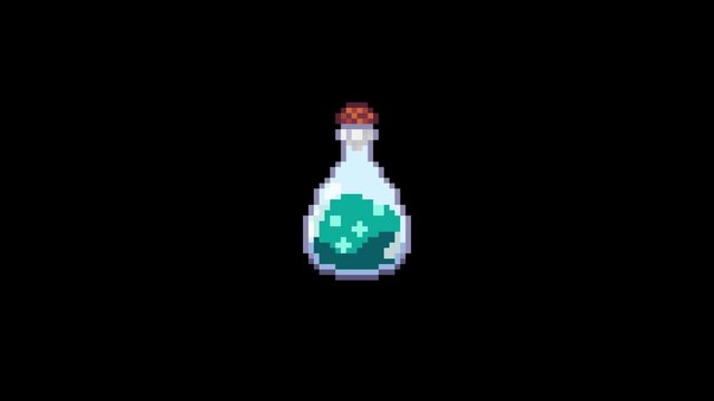 ドット絵のポーション,透過背景,緑