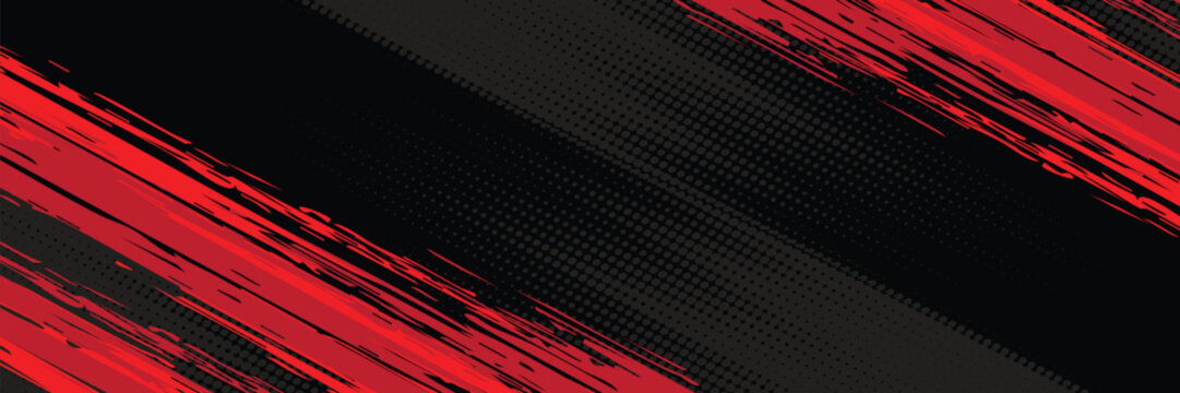Dynamic black and red grunge halftone abstract background with diagonal brush stroke texture  modern edgy design suitable for sports posters  gaming banners  racing themes  digital ads  n high-energy