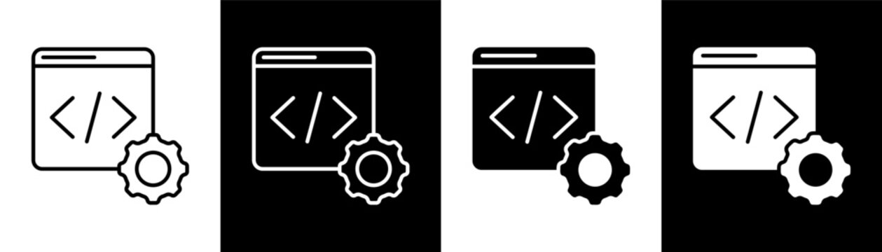 Code white and black icon set design