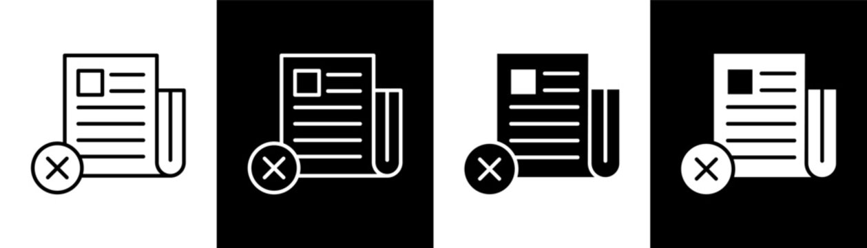 Fake News white and black icon set design
